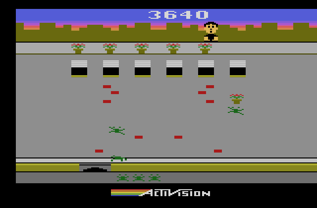 Crackpots Atari 2600 Screenshot: There are several different patterns the bugs move in depending on their color.