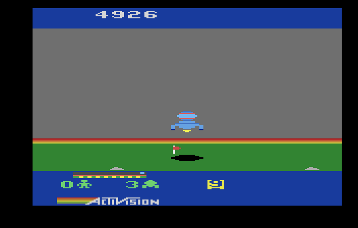 Cosmic Commuter Atari 2600 Screenshot: Landing on the second level...