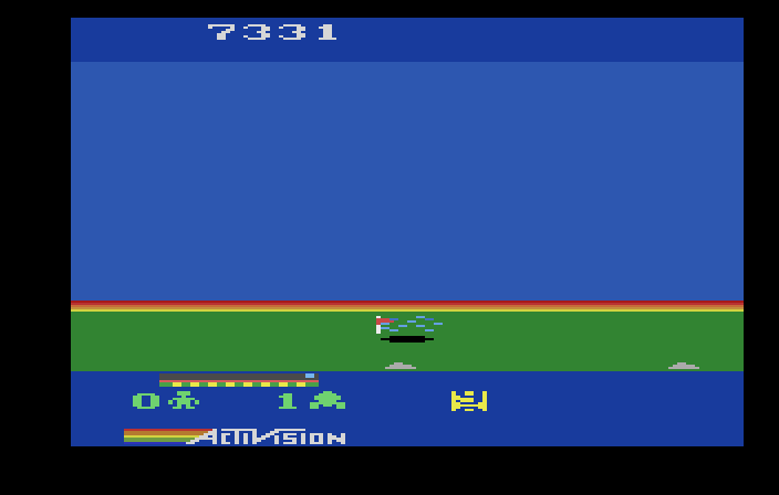 Cosmic Commuter Atari 2600 Screenshot: Oops, I crashed on landing, that will cost me...