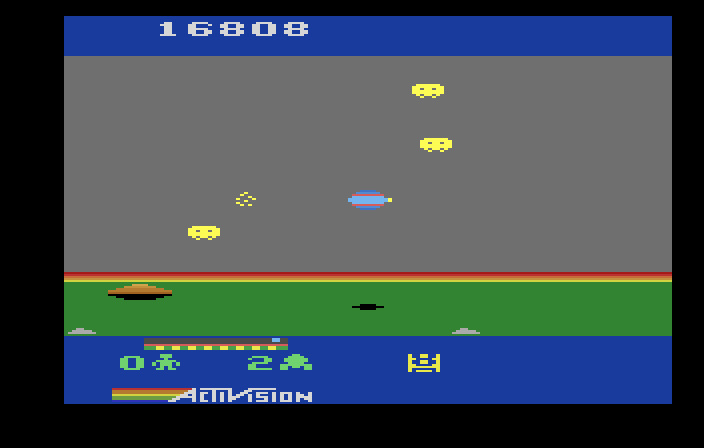 Cosmic Commuter Atari 2600 Screenshot: These yellow things are trickier still to avoid!
