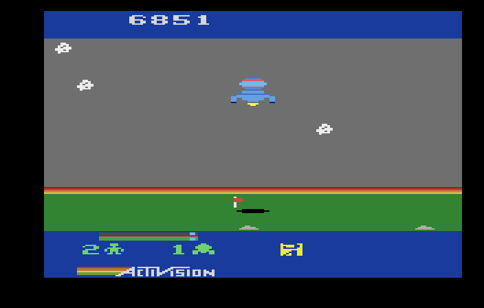 Cosmic Commuter Atari 2600 Screenshot: Level is completed, taking off!