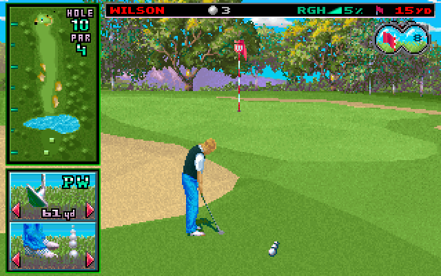 Wilson ProStaff Golf IBM PC/Compatibles Screenshot: Another short chip to the green...