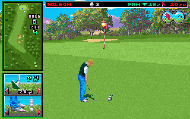 Wilson ProStaff Golf IBM PC/Compatibles Screenshot: A short chip to the green.