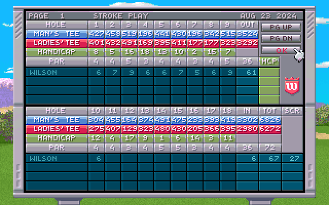 Wilson ProStaff Golf IBM PC/Compatibles Screenshot: My scorecard.