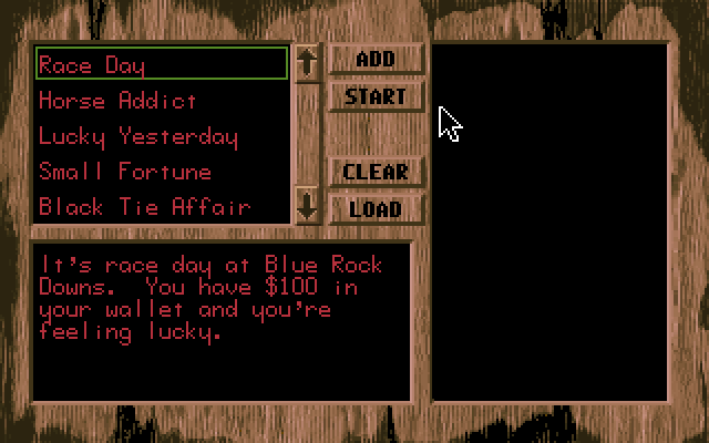 Quarter Pole IBM PC/Compatibles Screenshot: The main menu.
