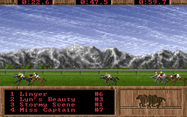 Quarter Pole IBM PC/Compatibles Screenshot: My horse is still ahead...