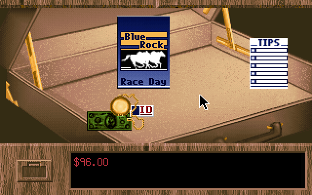 Quarter Pole IBM PC/Compatibles Screenshot: Looking in my suitcase to see what I have...