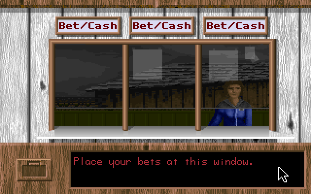 Quarter Pole IBM PC/Compatibles Screenshot: Step up to the window and place a bet!
