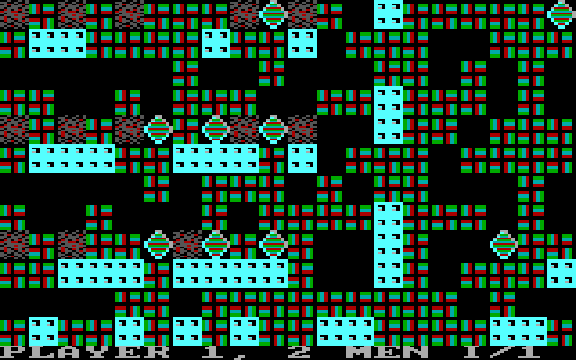 Boulder Dash II: Rockford's Revenge IBM PC/Compatibles Screenshot: When you lose a life or a level begins the cave is built tile by tile.
