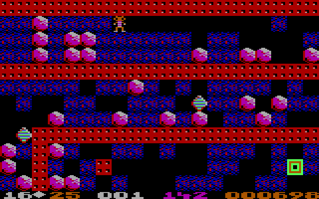 Boulder Dash II: Rockford's Revenge IBM PC/Compatibles Screenshot: This level features some more of those deadly boxes...