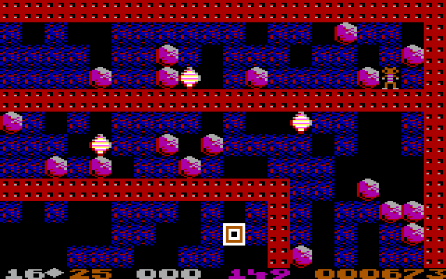Boulder Dash II: Rockford's Revenge IBM PC/Compatibles Screenshot: Start of Cave C, Level 1...