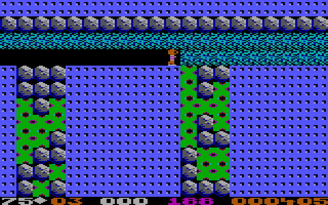 Boulder Dash II: Rockford's Revenge IBM PC/Compatibles Screenshot: This cave begins with a lot of slime and rocks...but where are the diamonds?