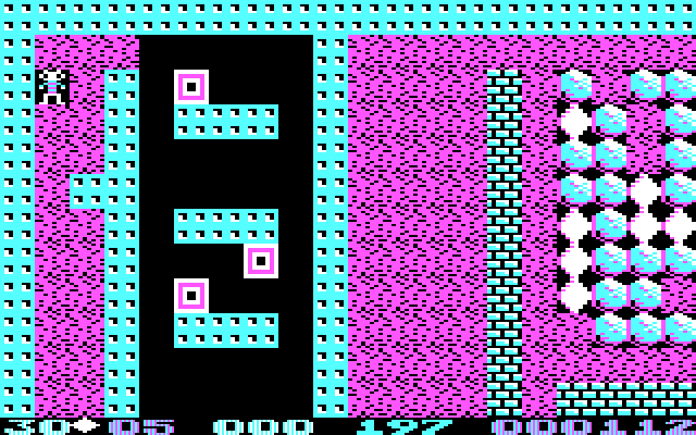 Boulder Dash II: Rockford's Revenge IBM PC/Compatibles Screenshot: Level start...the passage is guarded as usual.