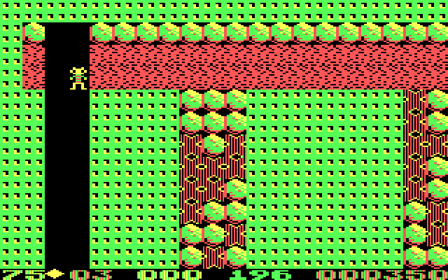 Boulder Dash II: Rockford's Revenge IBM PC/Compatibles Screenshot: This level starts with lots of slime and boulders...