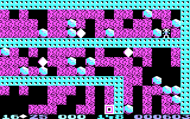 Boulder Dash II: Rockford's Revenge IBM PC/Compatibles Screenshot: This level starts out with some easily reachable diamonds...