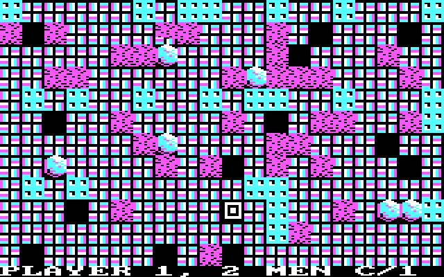 Boulder Dash II: Rockford's Revenge IBM PC/Compatibles Screenshot: When you lose a life or start a level the screen builds one tile at time...