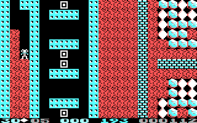 Boulder Dash II: Rockford's Revenge IBM PC/Compatibles Screenshot: Temporarily safe behind a wall...but for how long?