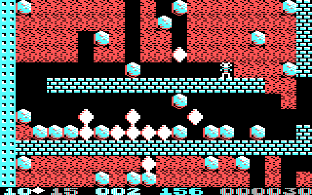 Boulder Dash II: Rockford's Revenge IBM PC/Compatibles Screenshot: Located lots of diamonds!