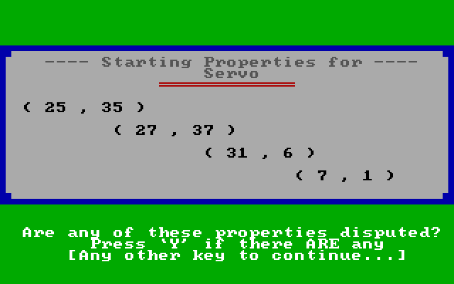 Oil Barons IBM PC/Compatibles Screenshot: Starting properties for player one.