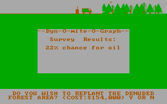 Oil Barons IBM PC/Compatibles Screenshot: Do you wish to restore the land?
