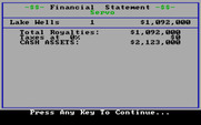 Oil Barons for IBM PC/Compatibles - Financial statement for this turn...