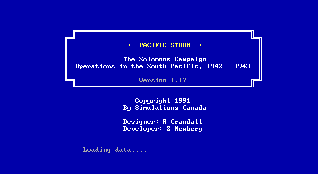 Pacific Storm: The Solomon's Campaign - Operations in the South Pacific, 1942-1943 IBM PC/Compatibles Screenshot: Title screen.