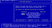 Pacific Storm: The Solomon's Campaign - Operations in the South Pacific, 1942-1943 for IBM PC/Compatibles - Pre-Game startup menu.