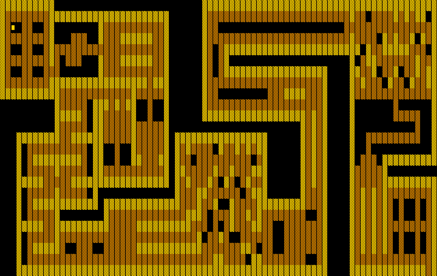 One Hundred and One Monochrome Mazes IBM PC/Compatibles Screenshot: Falling into a pit in the top left of the maze...