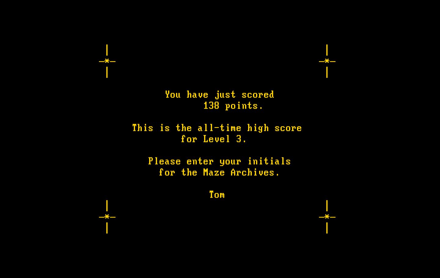 One Hundred and One Monochrome Mazes IBM PC/Compatibles Screenshot: A new high score!