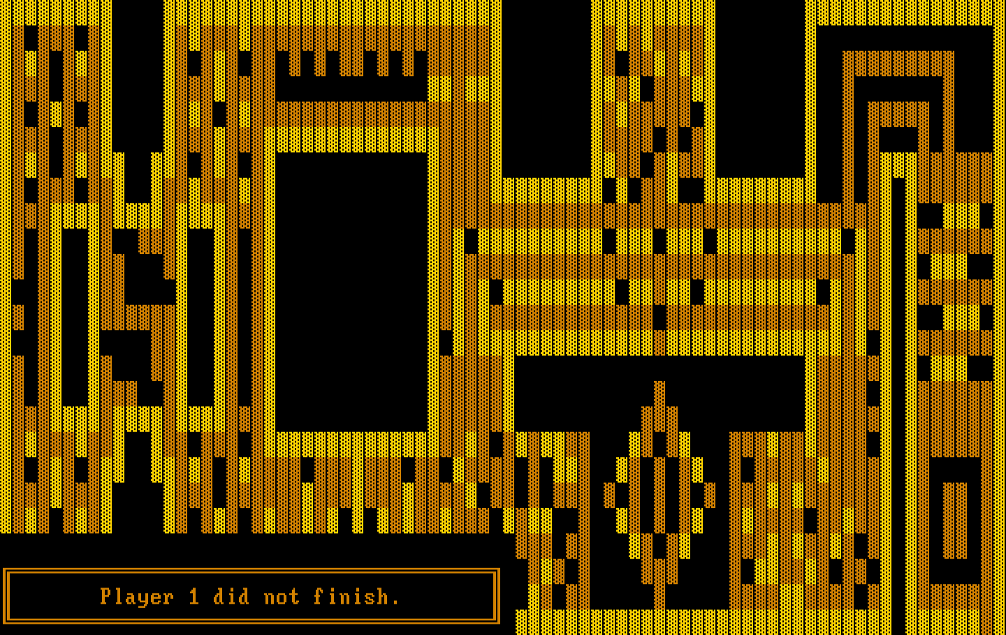 One Hundred and One Monochrome Mazes IBM PC/Compatibles Screenshot: Player one did not finish...oops.