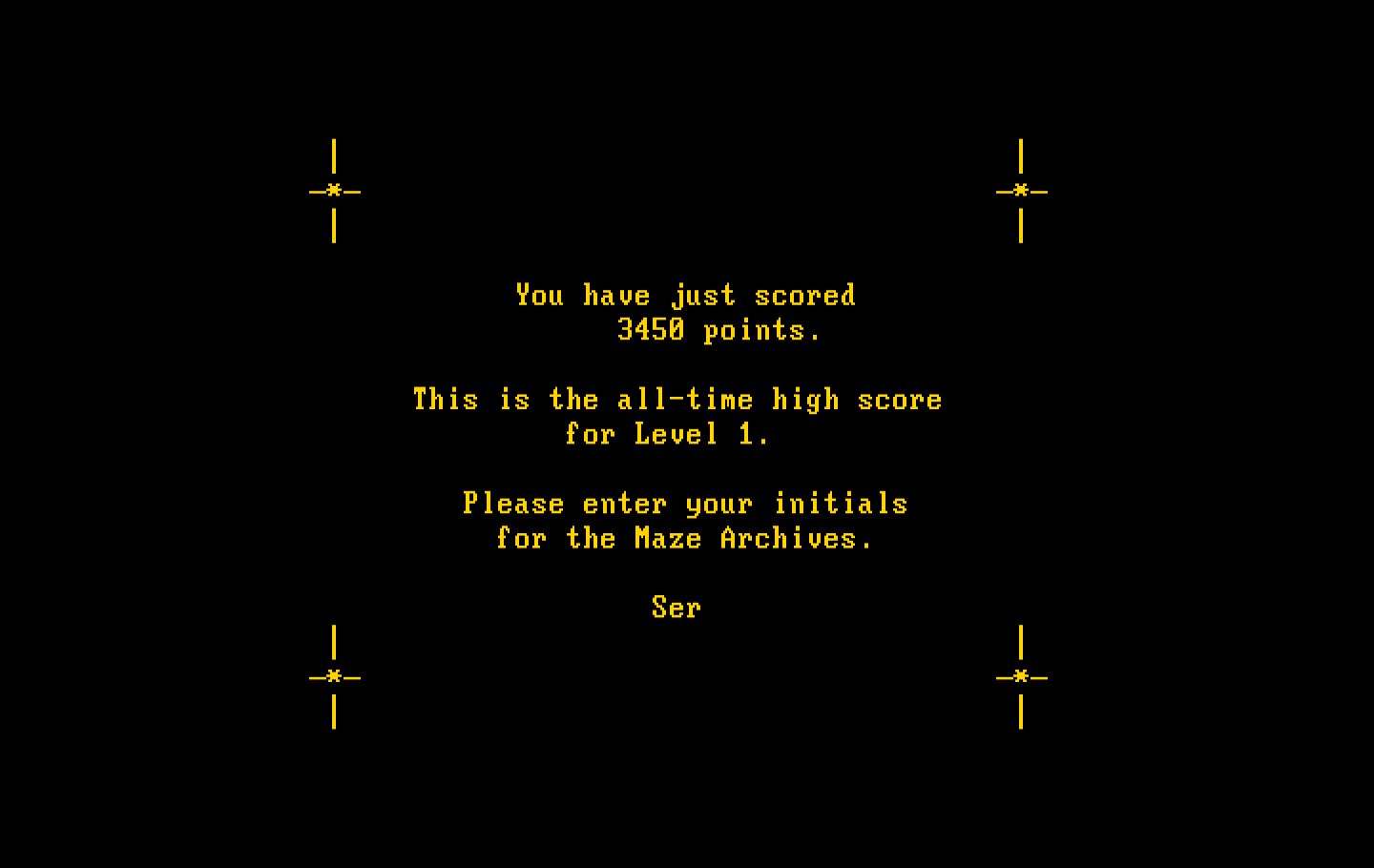 One Hundred and One Monochrome Mazes IBM PC/Compatibles Screenshot: I just got a new high score!