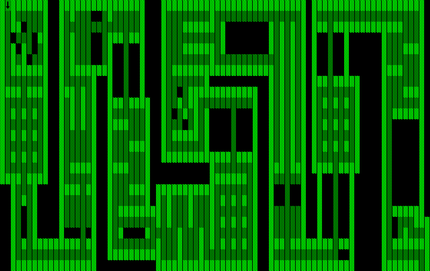 One Hundred and One Monochrome Mazes IBM PC/Compatibles Screenshot: You begin each maze in the upper left where the arrow is.