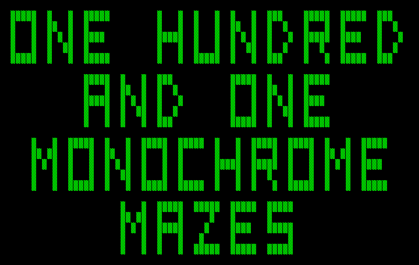 One Hundred and One Monochrome Mazes IBM PC/Compatibles Screenshot: Title screen.