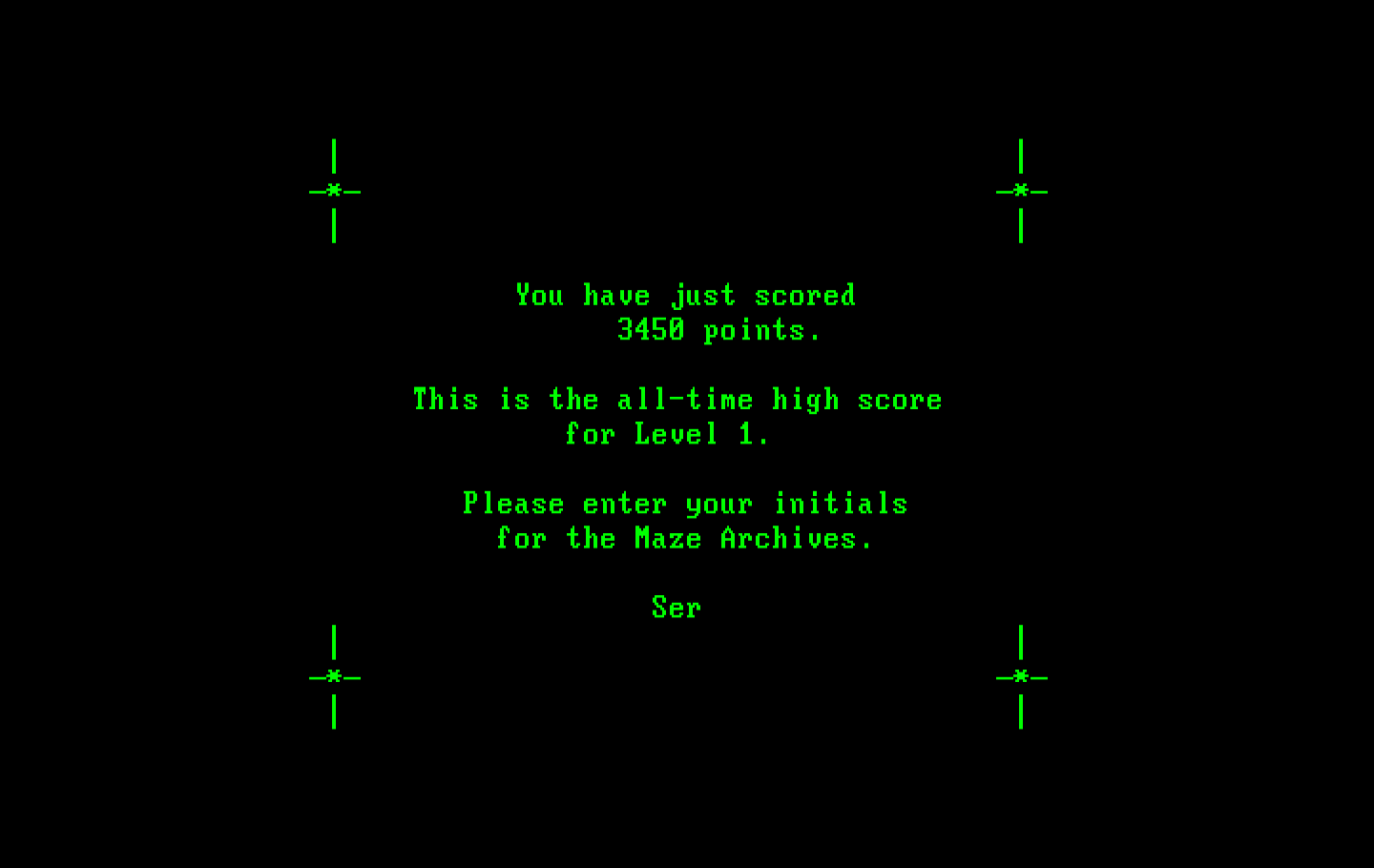 One Hundred and One Monochrome Mazes IBM PC/Compatibles Screenshot: I just got a new high score!
