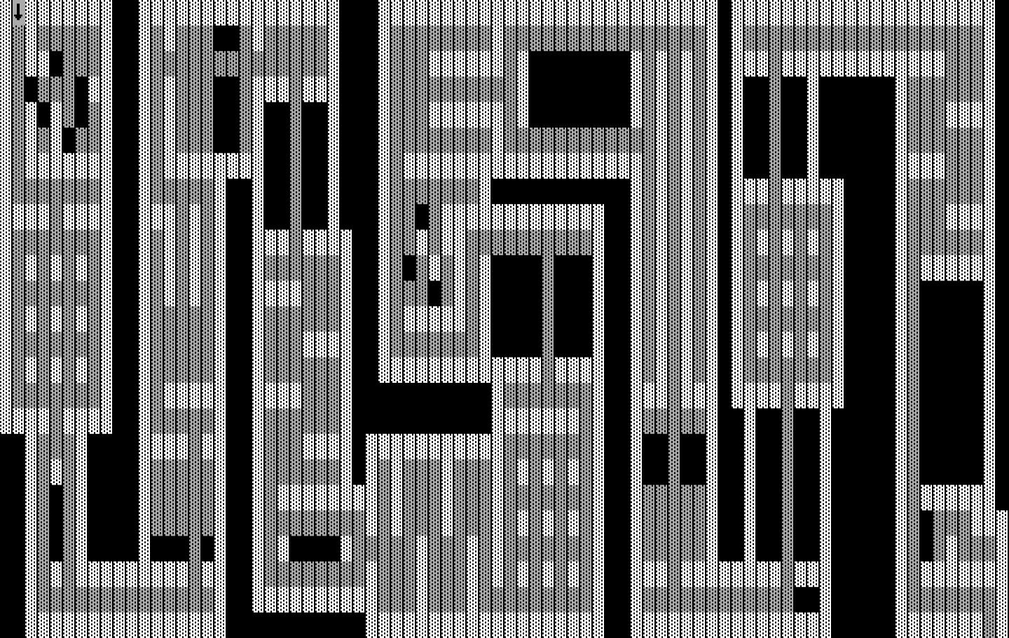 One Hundred and One Monochrome Mazes IBM PC/Compatibles Screenshot: You begin each maze in the upper left where the arrow is.