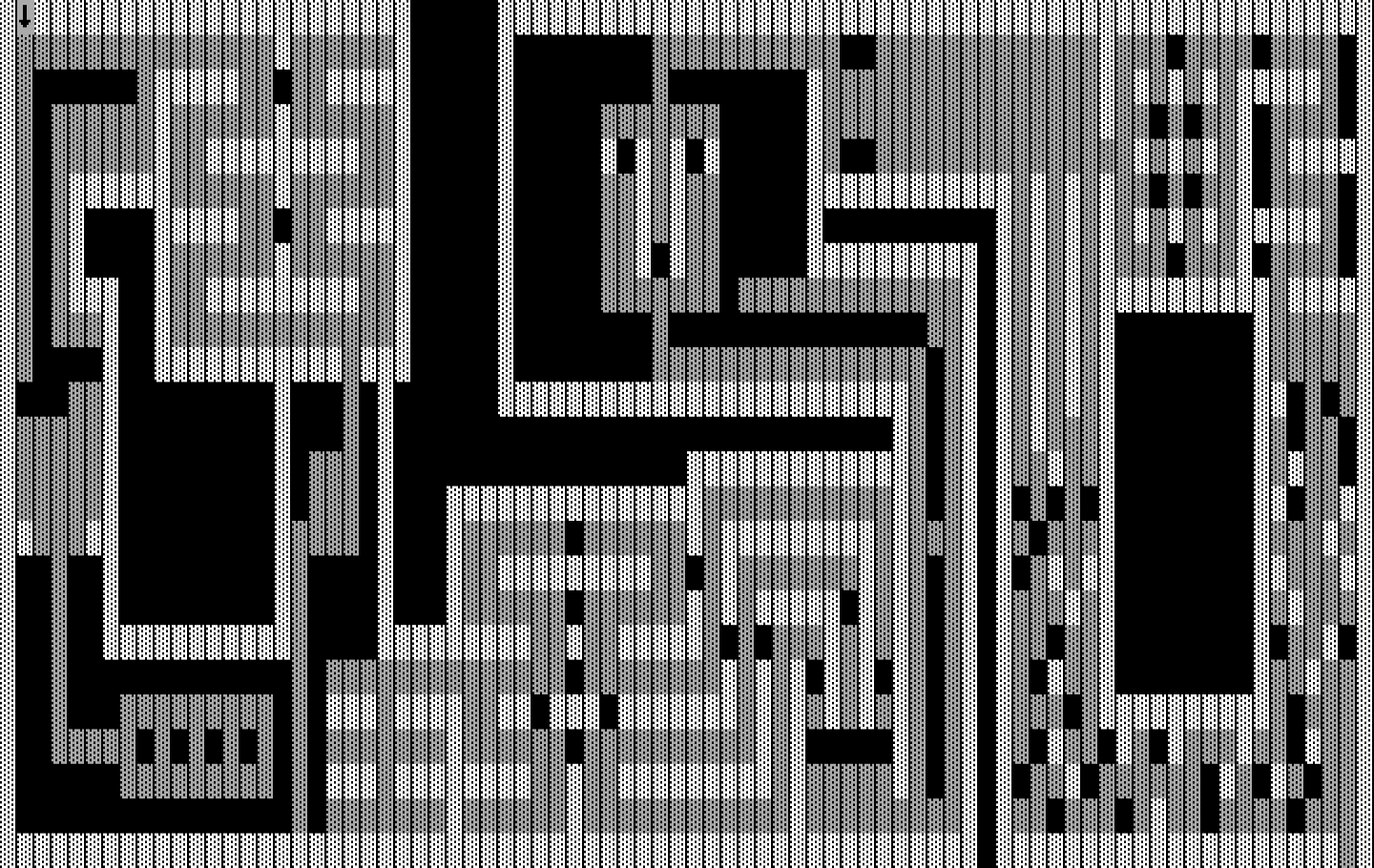 One Hundred and One Monochrome Mazes IBM PC/Compatibles Screenshot: Be careful...there are some narrow paths here!