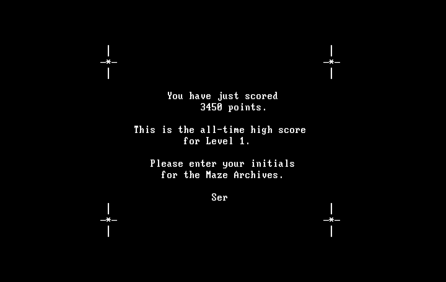 One Hundred and One Monochrome Mazes IBM PC/Compatibles Screenshot: I just got a new high score!