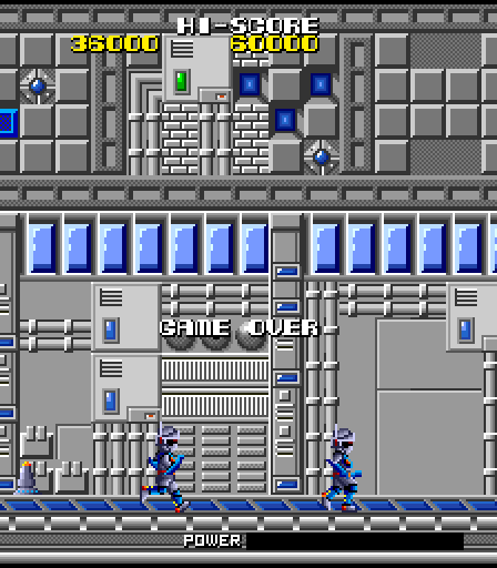 Galivan: Cosmo Police Arcade Screenshot: Game over.