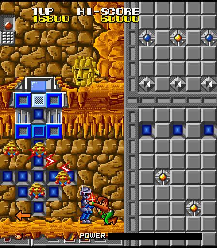 Galivan: Cosmo Police Arcade Screenshot: Trapped in a corner...