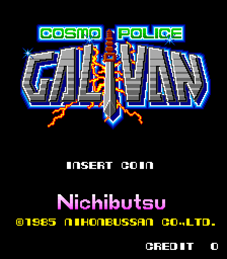 Galivan: Cosmo Police Arcade Screenshot: Title screen.