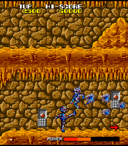 Galivan: Cosmo Police Arcade Screenshot: Attacking incoming enemies...