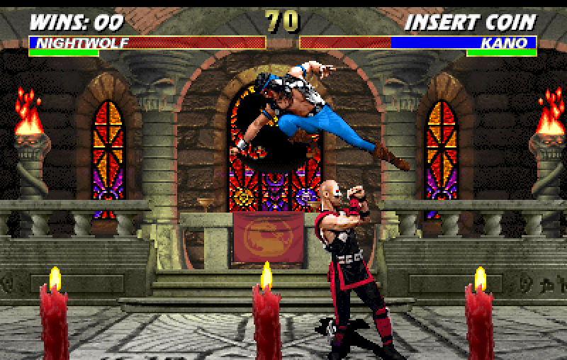 Mortal Kombat 3 Arcade Screenshot: Leaping over my opponent...