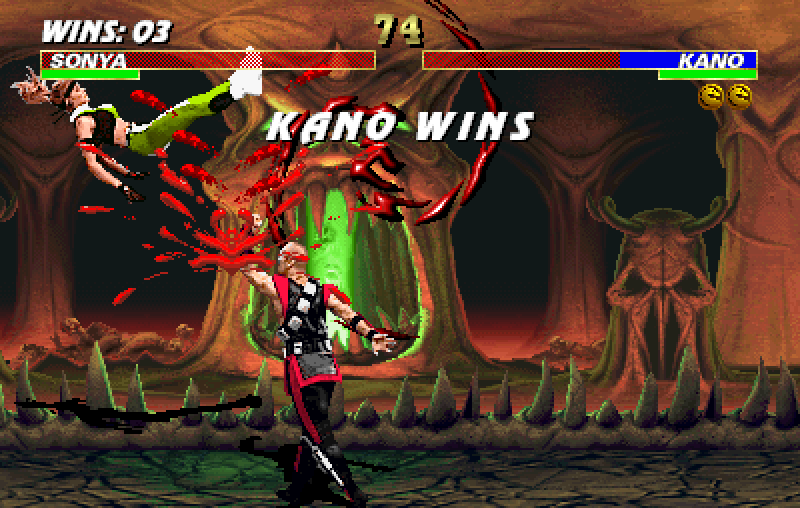 Mortal Kombat 3 Arcade Screenshot: Kano wins this round...
