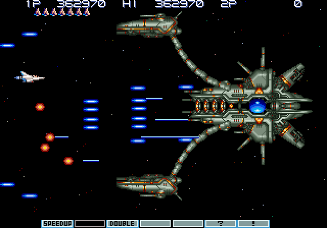 Gradius III Arcade Screenshot: A large boss approaches!