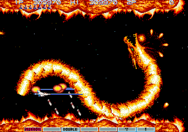 Gradius III Arcade Screenshot: The second boss for this stage...