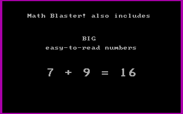 Math Blaster! IBM PC/Compatibles Screenshot: Demo mode - one of the game features.