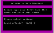 Math Blaster! for IBM PC/Compatibles - Set up some game options.