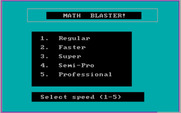 Math Blaster! for IBM PC/Compatibles - The Math Blaster game menu.