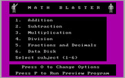 Math Blaster! for IBM PC/Compatibles - The main menu.