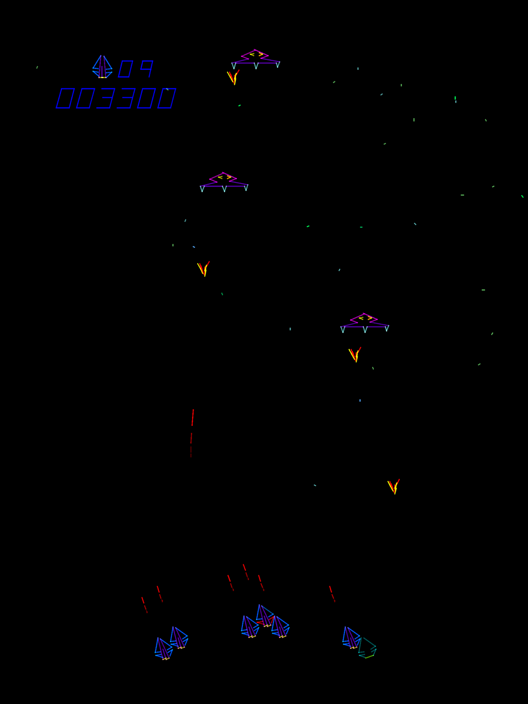 Tac/Scan Arcade Screenshot: Zip back and forth to dodge enemy fire...